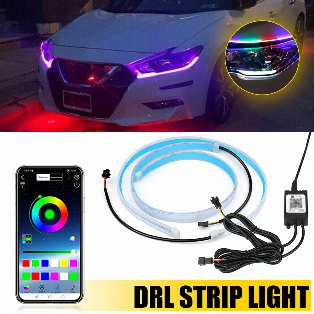 RGB 60CM LED DRL Daytime Running Turn Signal Strip Light for Universal (2010–2023)