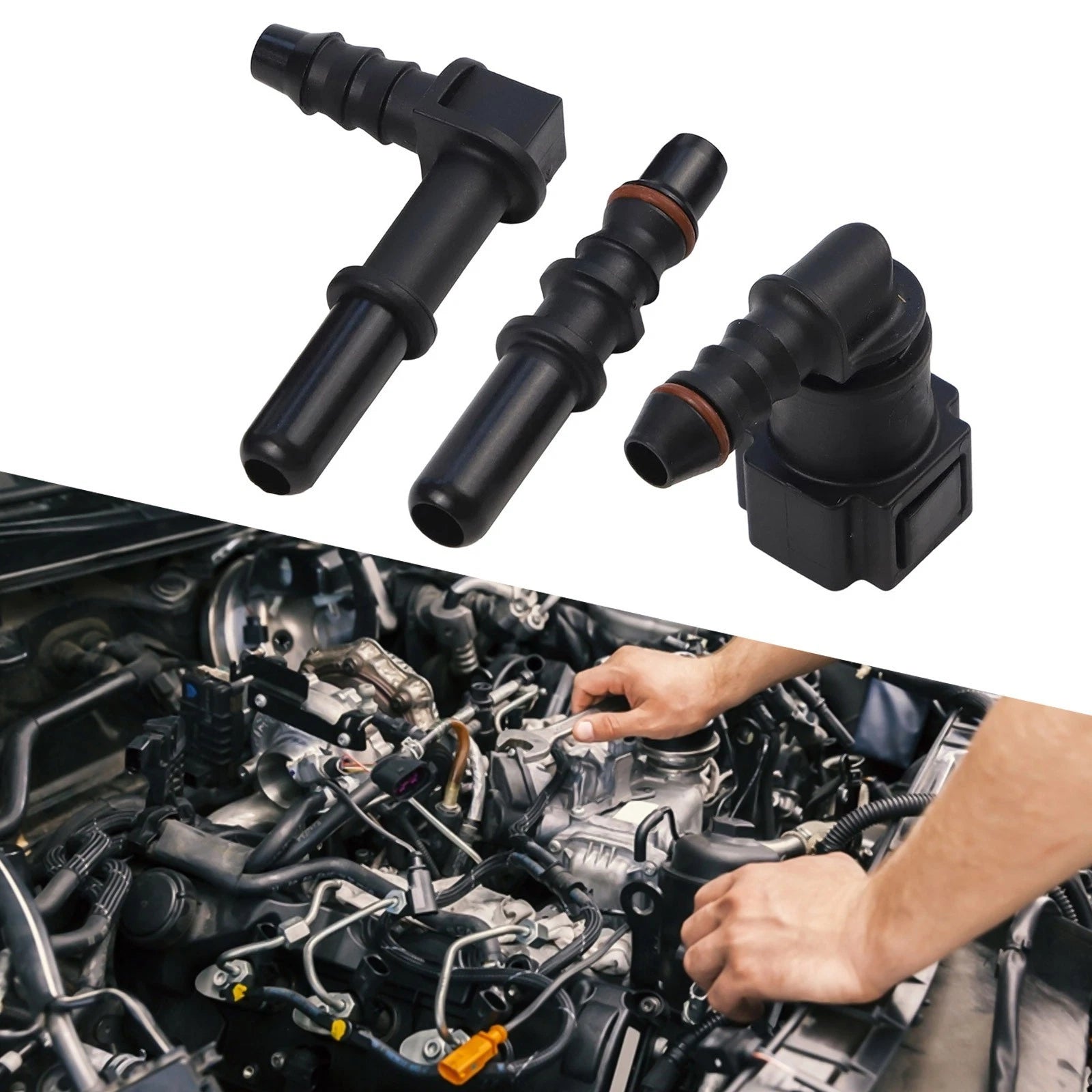 Set of 2 Elbow 7.89mm ID6 Fuel Line Hose Pipe Quick Release Connectors for