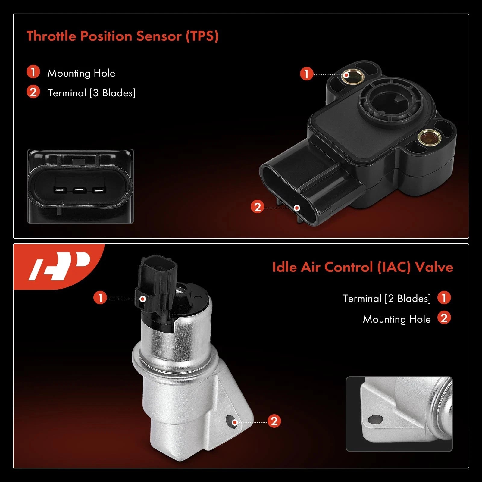 2X Idle Air Control Valve & Throttle Position Sensor for Ford Mazda