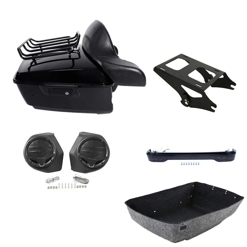 Trunk Backrest Pad Mount Rack Light Speakers for Harley Touring (2014–2026)