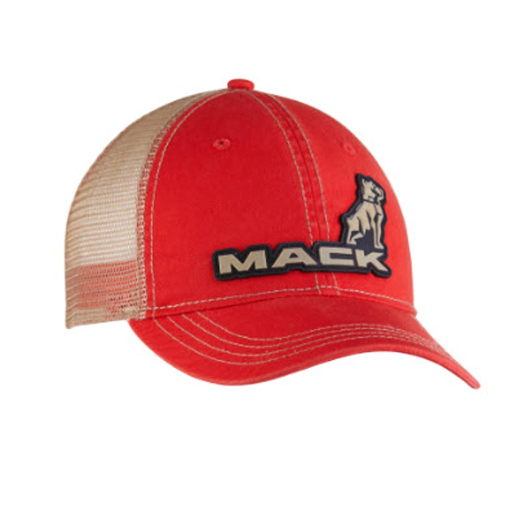 Mack Trucks Vintage Red Cap Tan Mesh Snap Back Hat