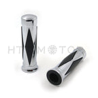 1" Chrome Diamond Style Handlebar Grips for Harley Softail Street Bob
