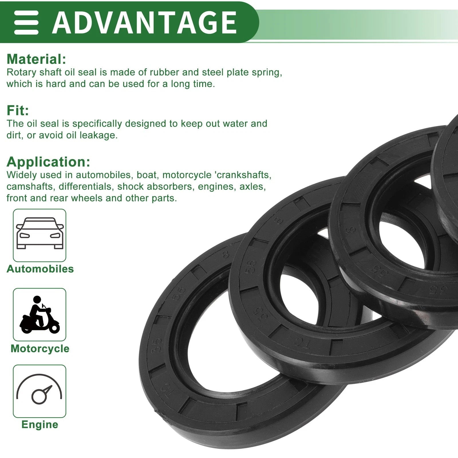 Set of 5 Oil Seal Rotary Shaft Seal NBR Rubber 35x56x8mm