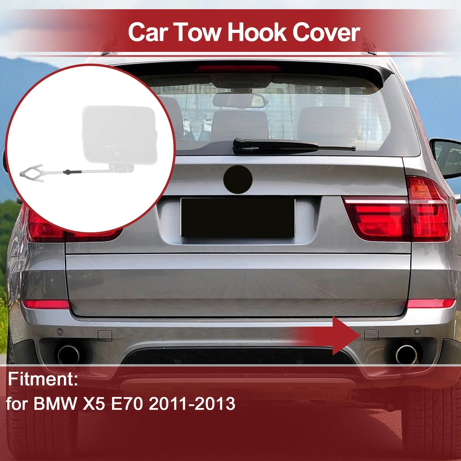 Tow Hook Cover Cap for BMW X5 E70 (2011–2013) No. 51127271816 White