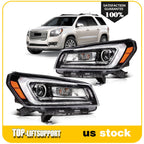Pair of LED Headlight Assemblies for GMC Acadia (2013–2016) Black Housing