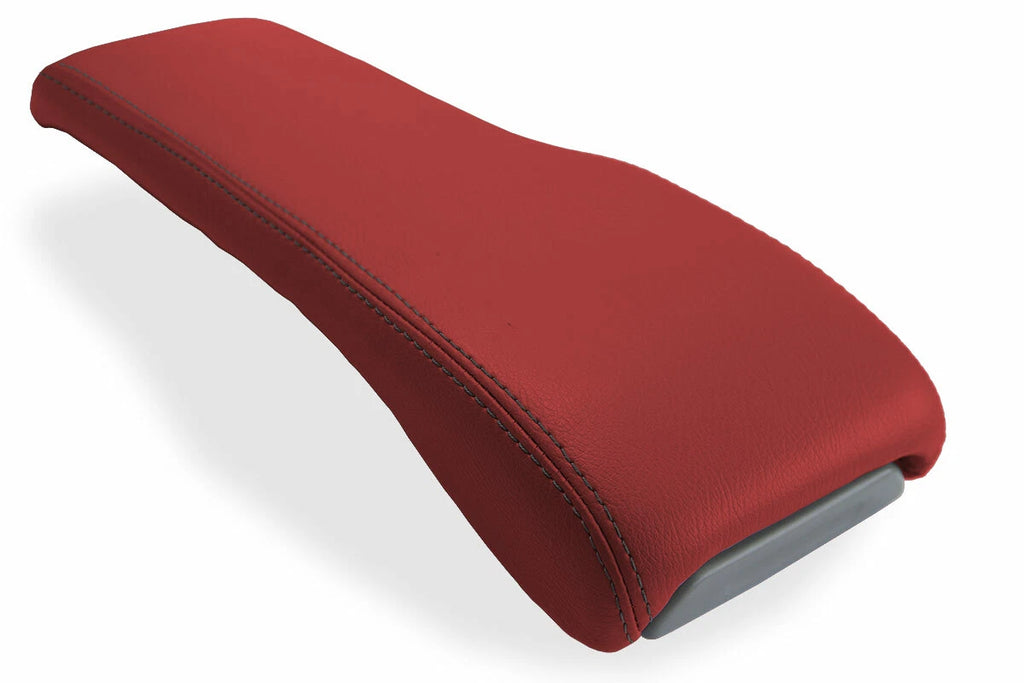 Leather Console Lid Bench Seat Cover for Toyota Tacoma (2001–2004) Red Black Stitch