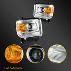 Set of 2 Chrome Headlight Assemblies for GMC Sierra (2014–2019)