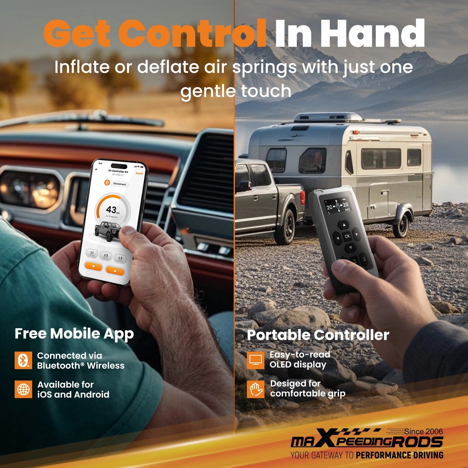 Air Springs with Wireless Controller Kit for Ford E-450 Motorhome (1996-2008)