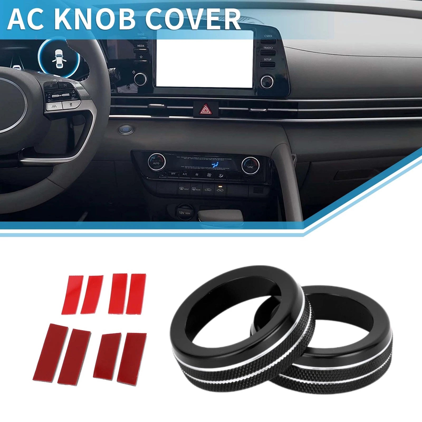 2X AC Climate Heater Switch Knob Cover Ring for Hyundai Elantra (2021–2024)