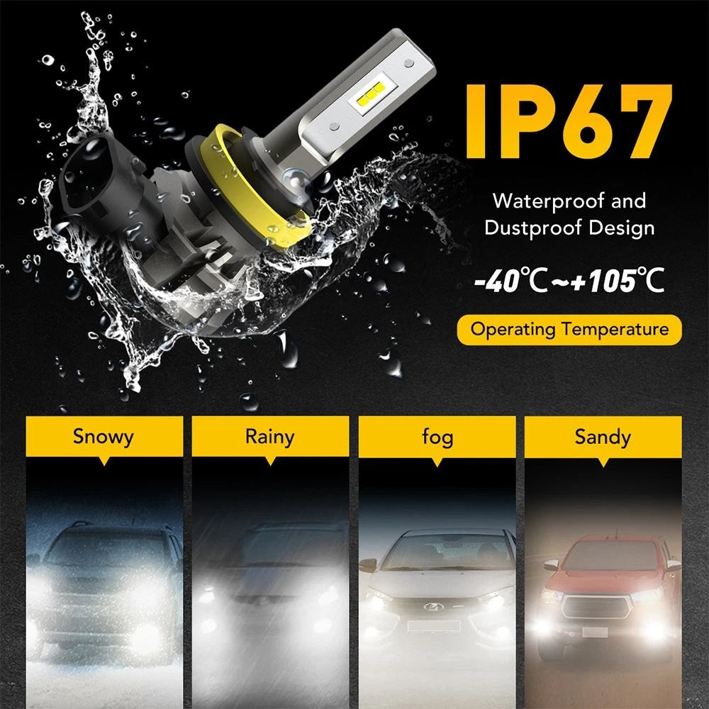 AUXITO H11 H8 LED Fog Light Bulbs for Various Vehicles (CANBUS, 6500K)