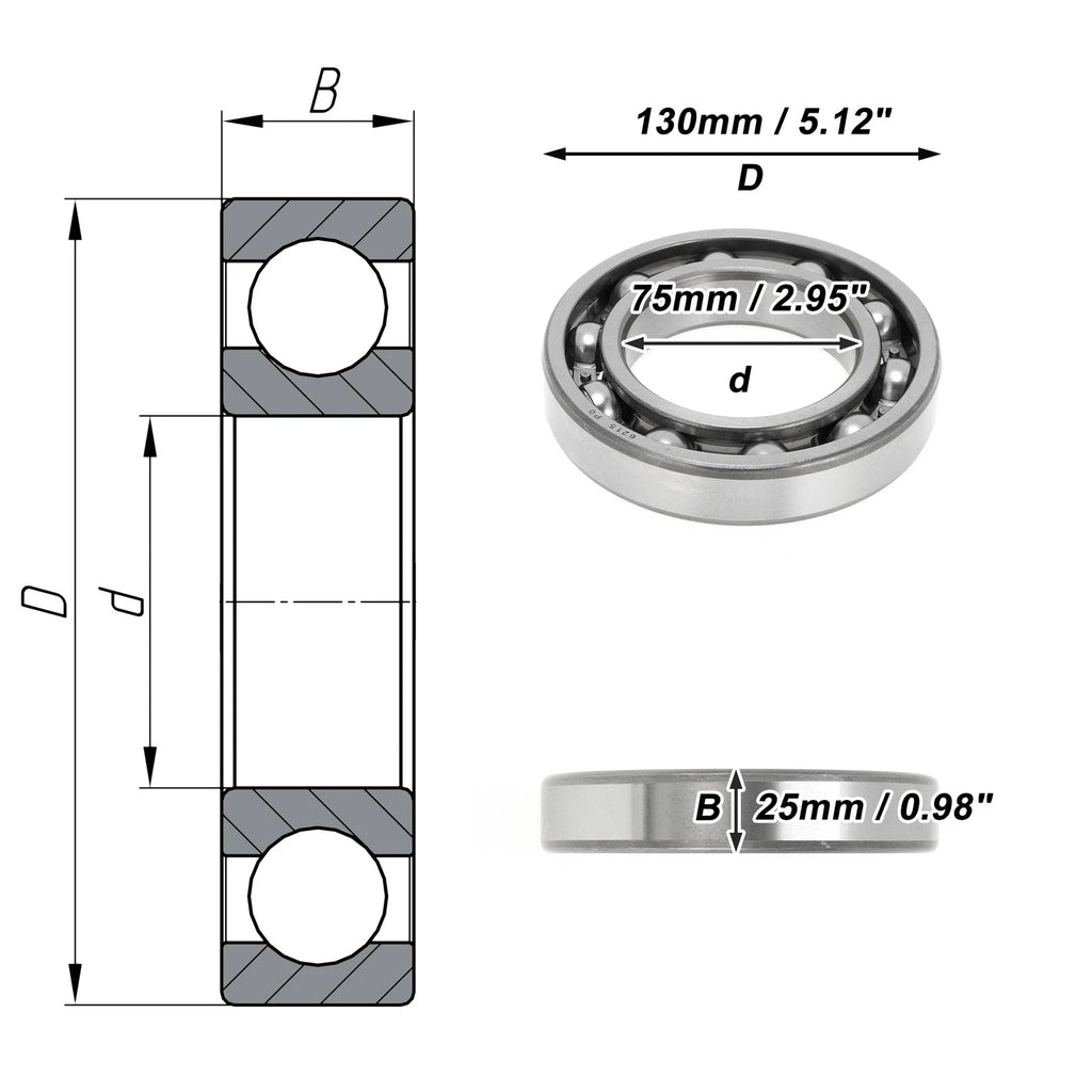 Deep Groove Ball Bearing 6215 for Scooter Skateboard Wheel (P0 75x130x25mm)