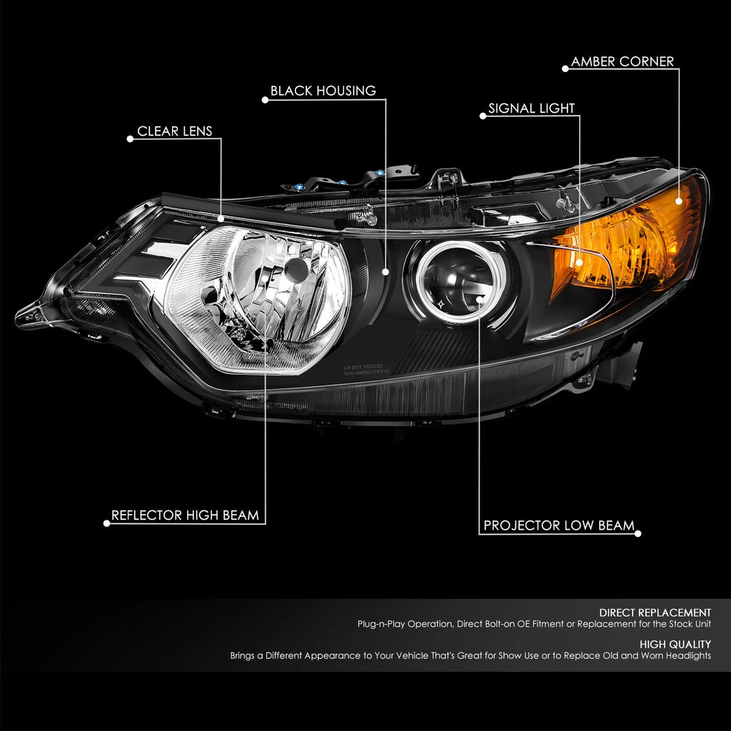 Left Driver Side HID Projector Headlight for Acura TSX (2009–2014)
