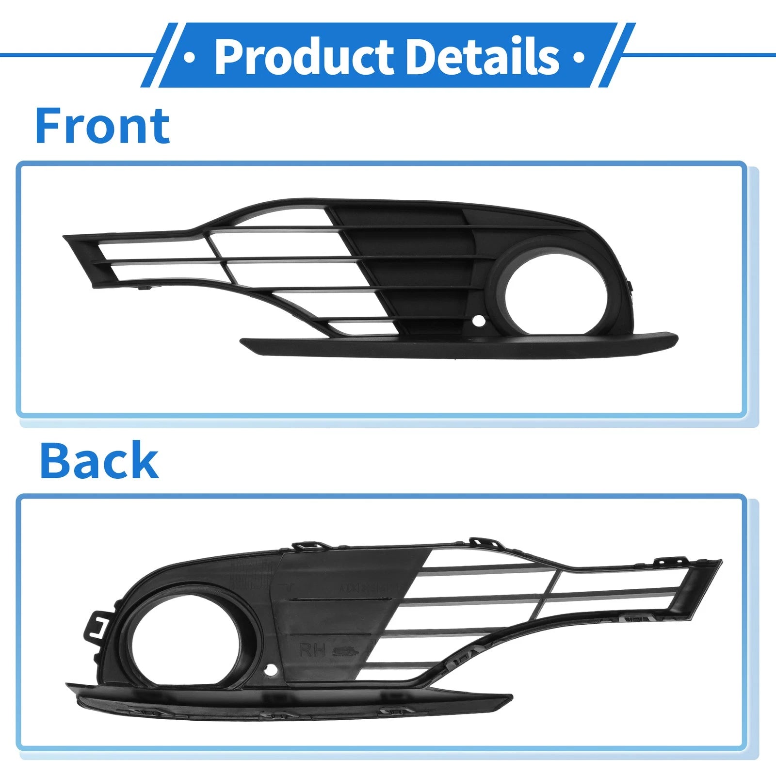 Front Right Fog Light Grill No. 51117255368 for BMW 328i (2012–2015) Black ABS