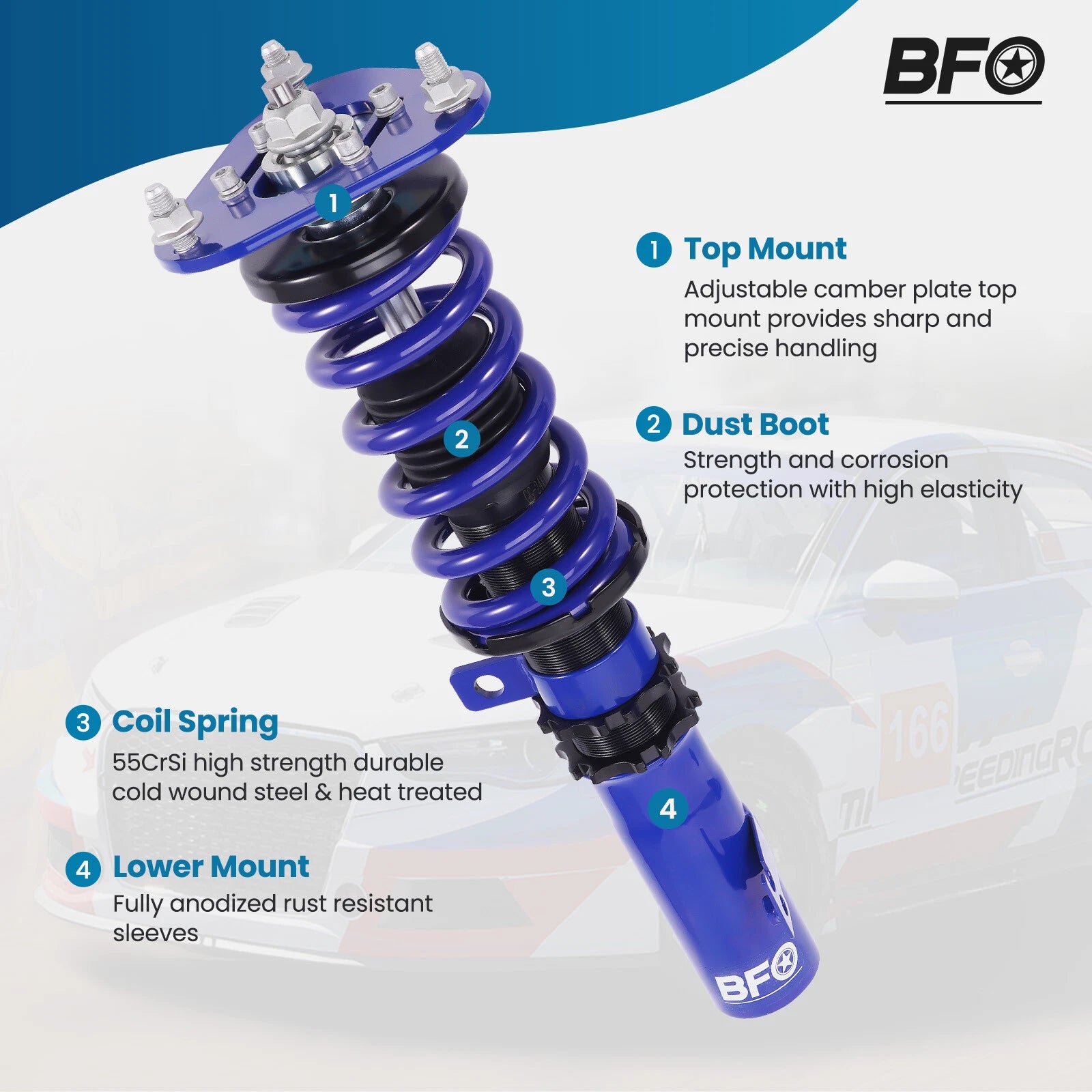 BFO Coilovers Struts for Toyota Corolla/Matrix (2003–2008) Suspension Kit
