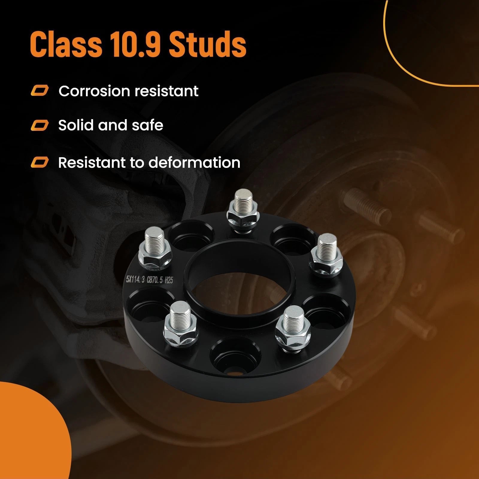 2X 1" T6 Wheel Spacers for Ford Mustang Explorer (5x4.5, 70.5mm Hub Centric)