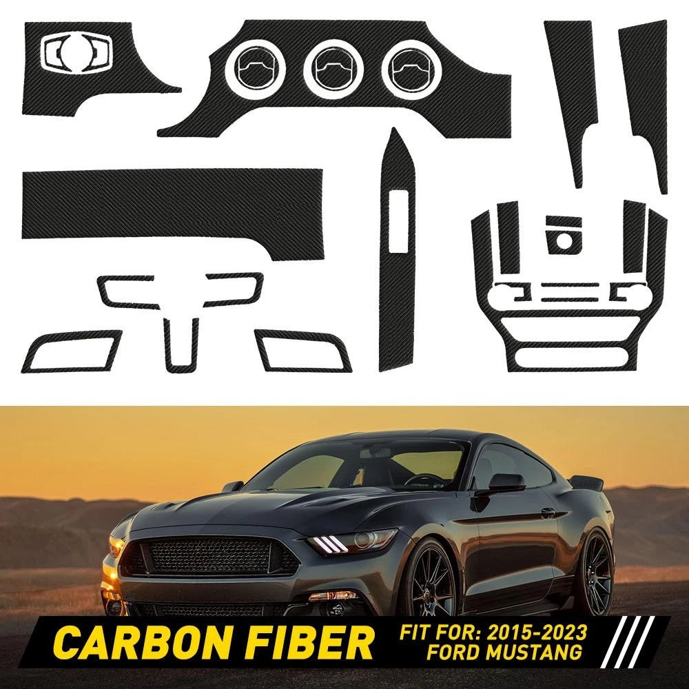 30PCS Carbon Fiber Interior Trim Kit for Ford Mustang (2015–2023)