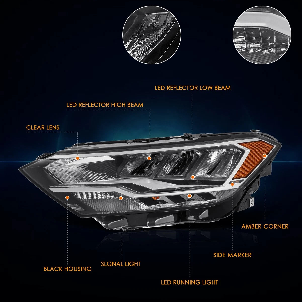 Left Side Headlight Amber Corner Lamp for VW Jetta (2019–2023)