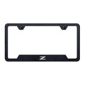 Textured Black Laser Etched Cutout Bottom License Plate Frame for Nissan Z