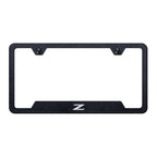 Textured Black Laser Etched Cutout Bottom License Plate Frame for Nissan Z