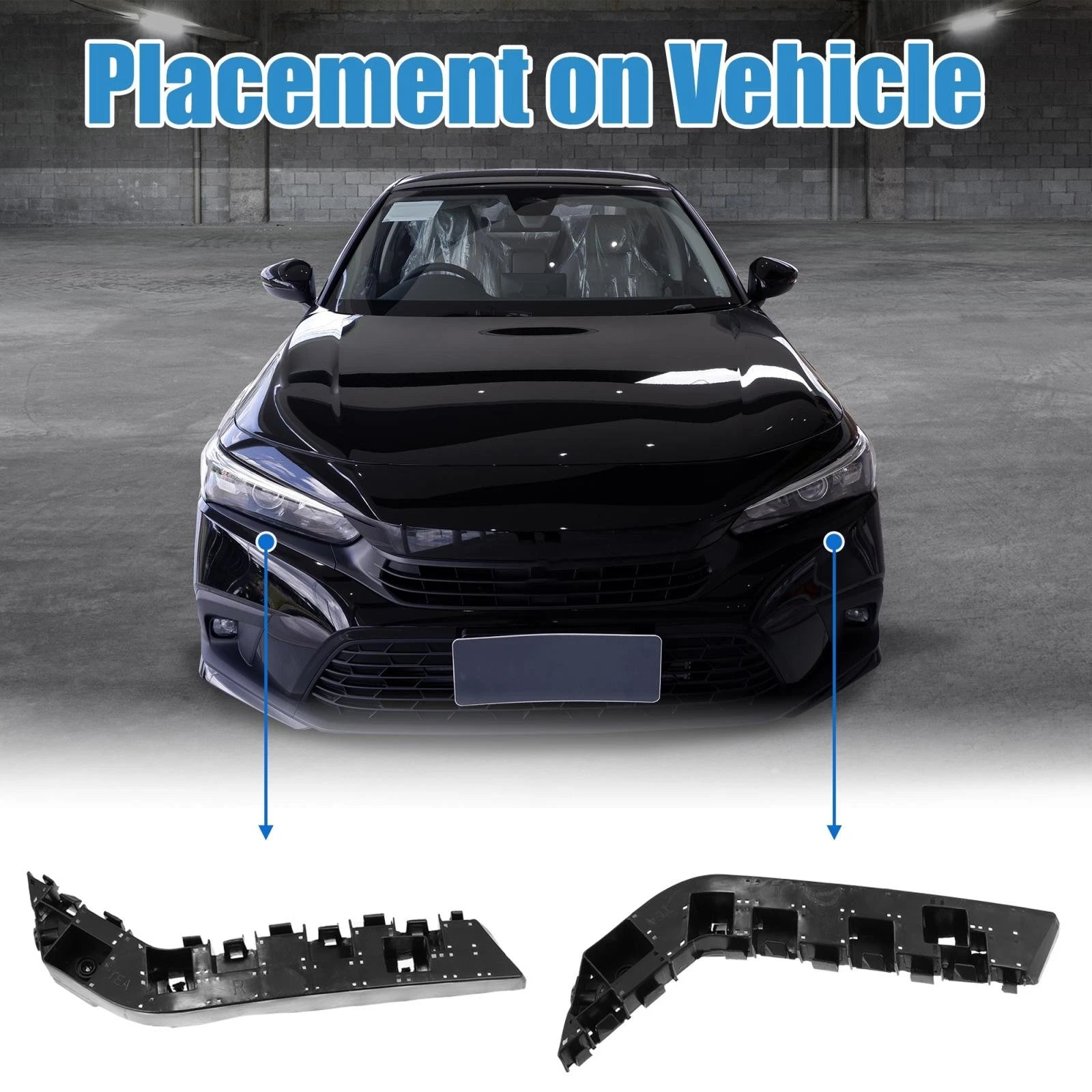 2X Front Bumper Bracket Mounting Support for Honda Civic (2016–2021)