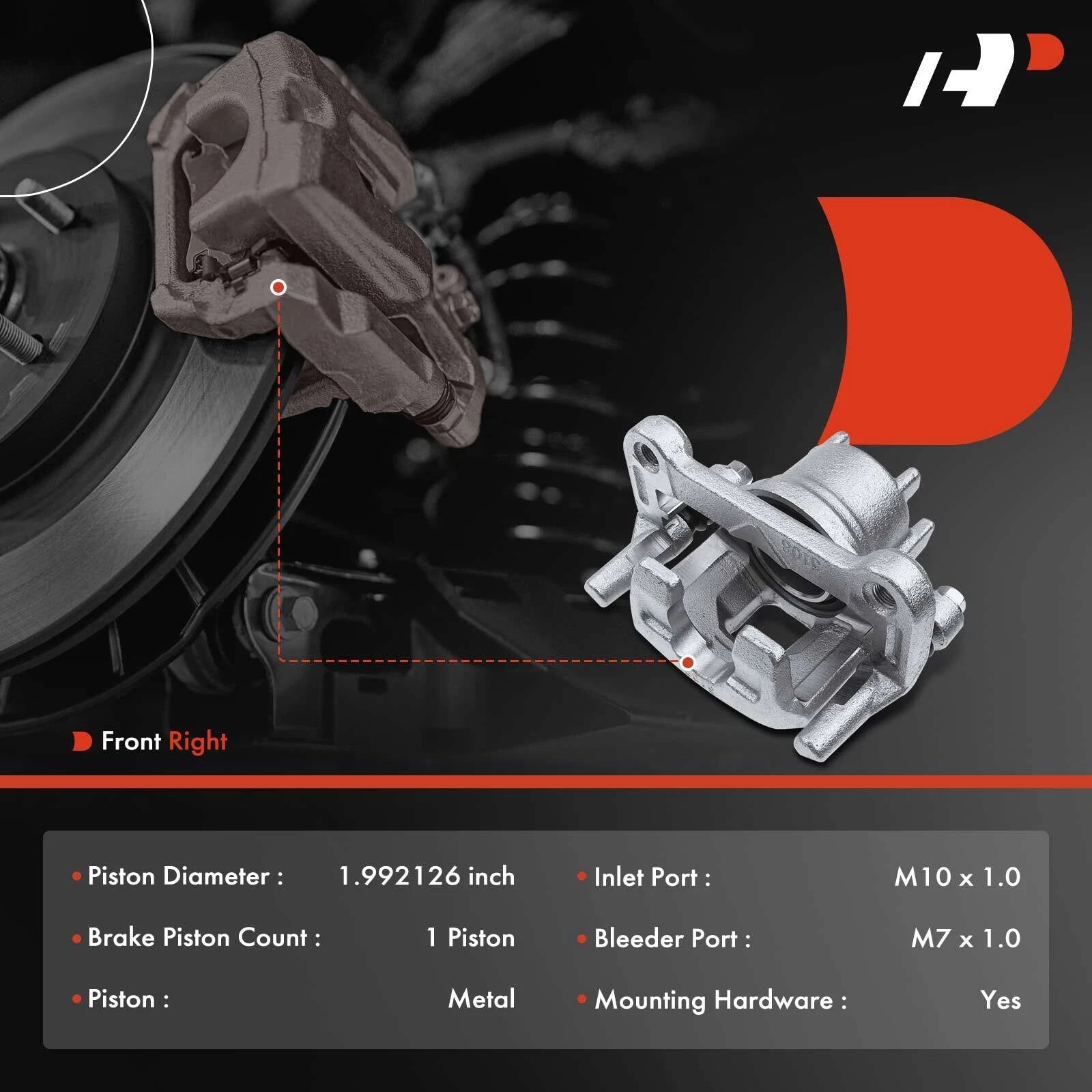 Front Right Brake Caliper with Bracket for Mitsubishi Mirage (2014-2015)