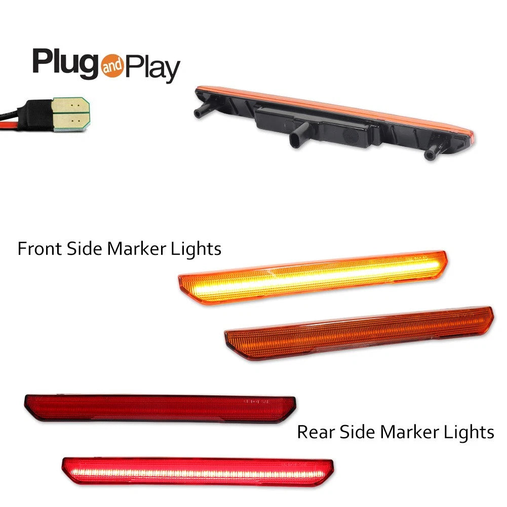 Amber & Red LED Side Marker Lights for GMC Sierra 2500 3500 (2020–2024)
