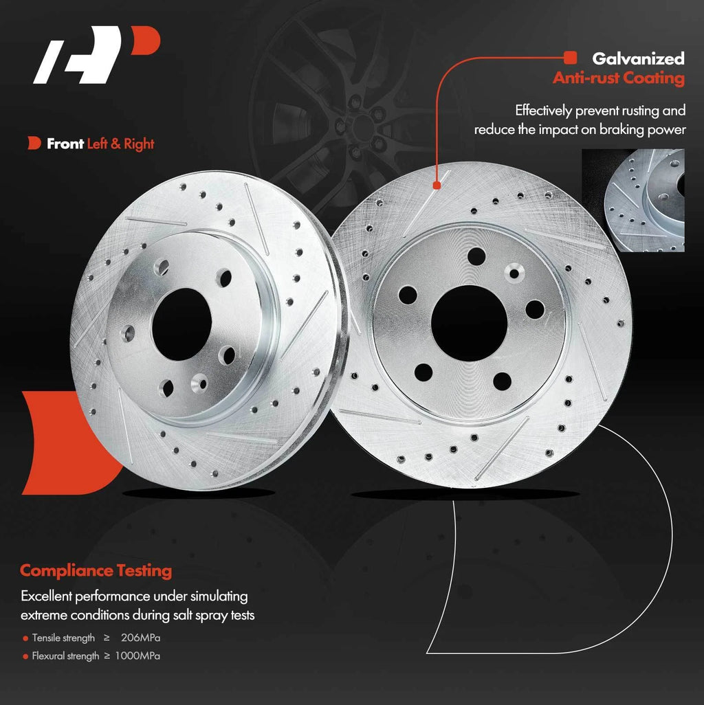 Front Drilled Brake Rotors for Chevrolet Malibu Buick LaCrosse Regal (2004–2020)
