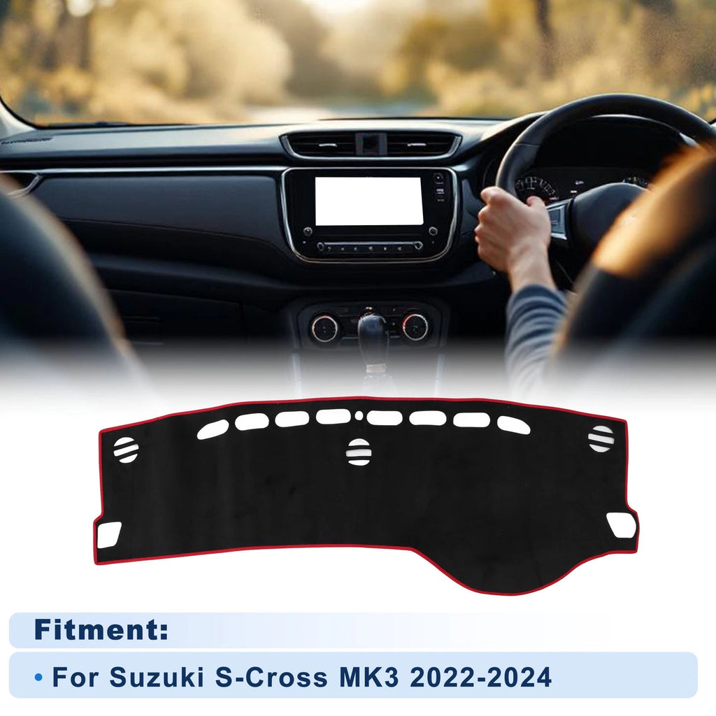 Dash Cover for Suzuki S-Cross MK3 (2022–2024) Flannel Black Red Edge