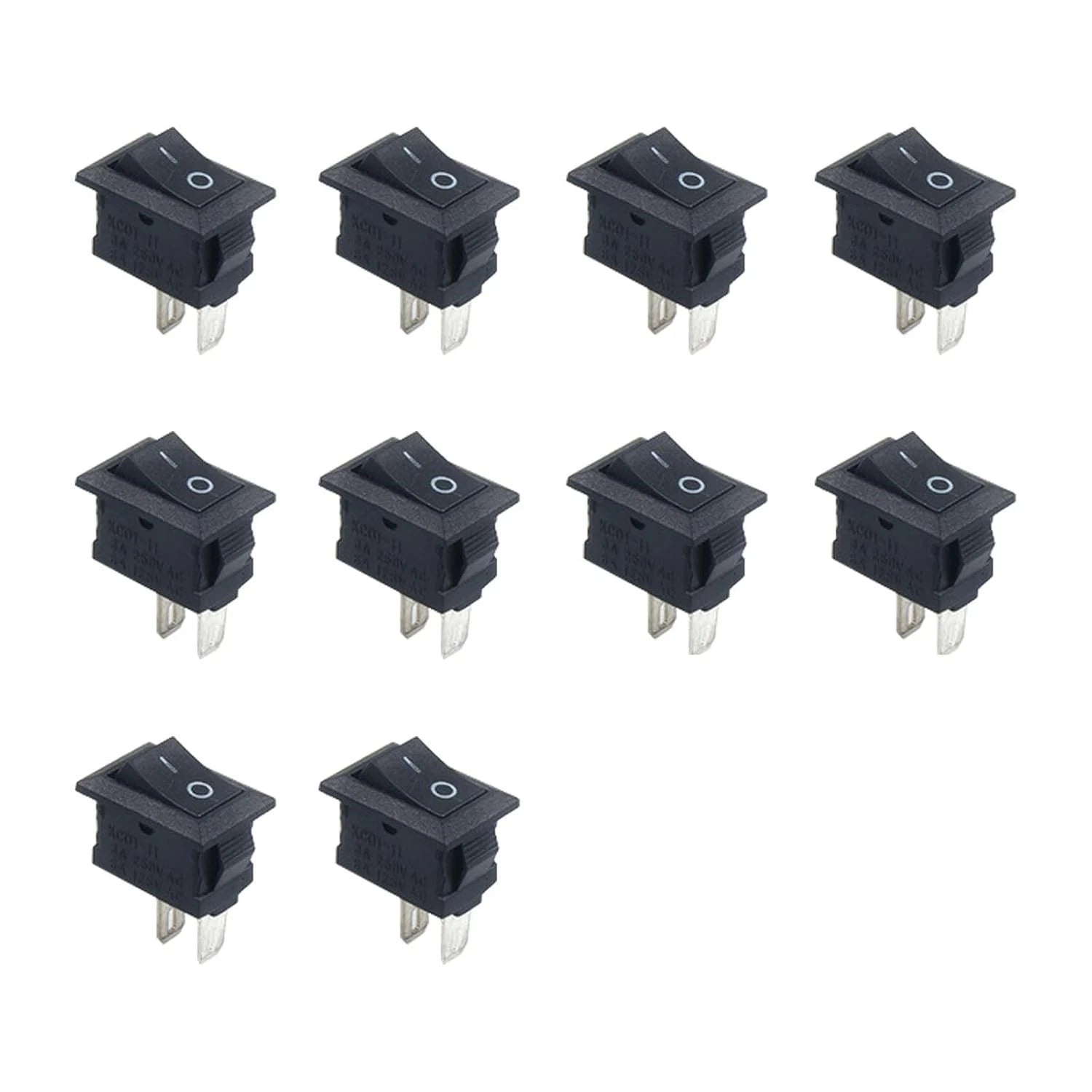 10PCS 31x10mm Rocker Switch 2 Pin SPST ON OFF AC250V for Boat Auto (N/A)