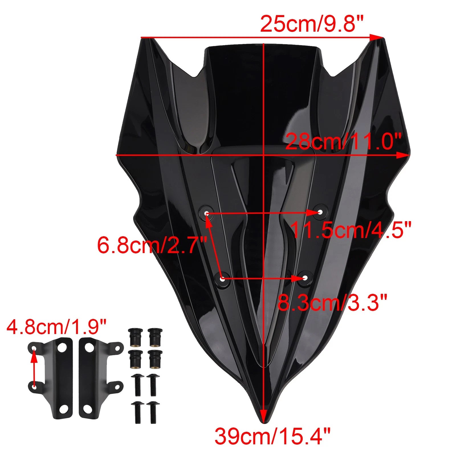 Windshield Windscreen for Kawasaki Z500 (2024–2025) Black