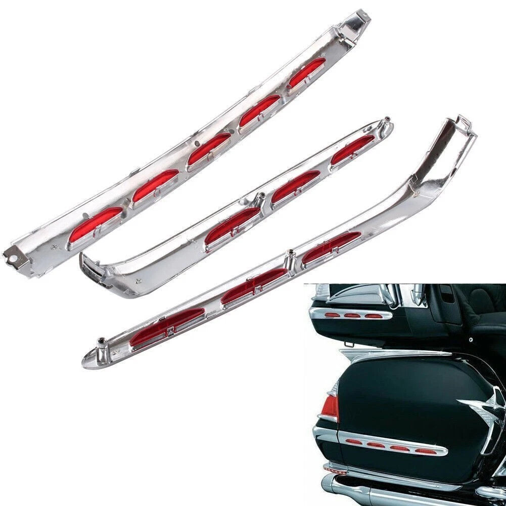3X Chrome Fairing Trunk Trim Moldings for Honda GL1800 (2001–2011)