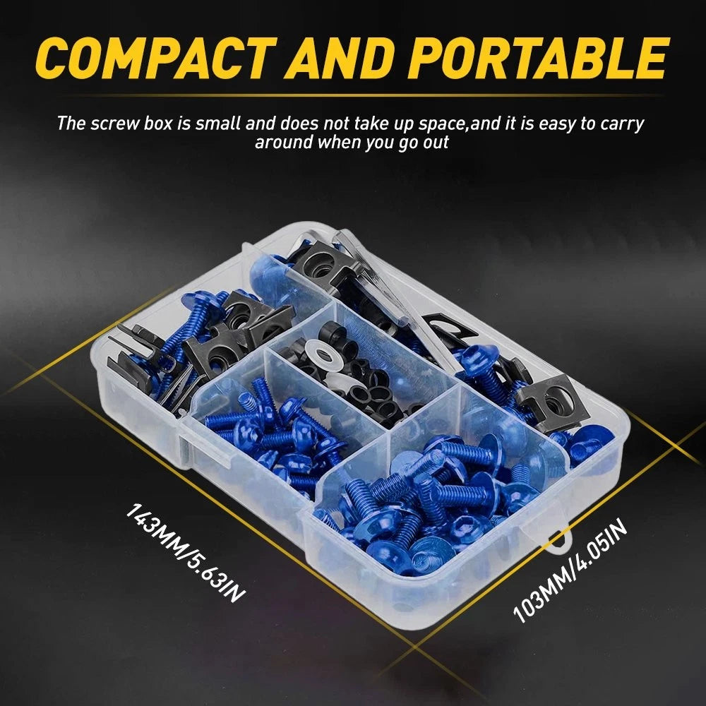 Complete Fairing Bolt Kit for Kawasaki Motorcycle (Blue)