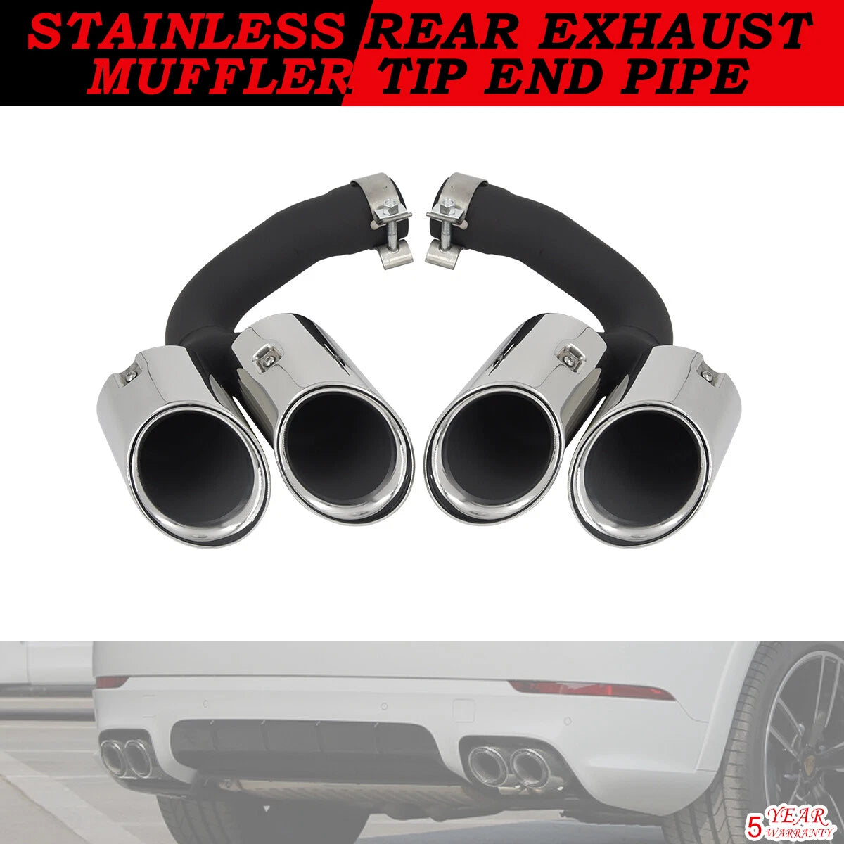 Stainless Exhaust Muffler Tip End Pipe for Porsche Cayenne (2018–2024)