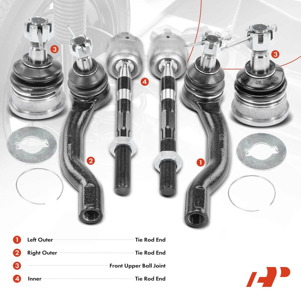 6x Front Ball Joint & Tie Rod End for Nissan Frontier Pathfinder Xterra (2005–2022)