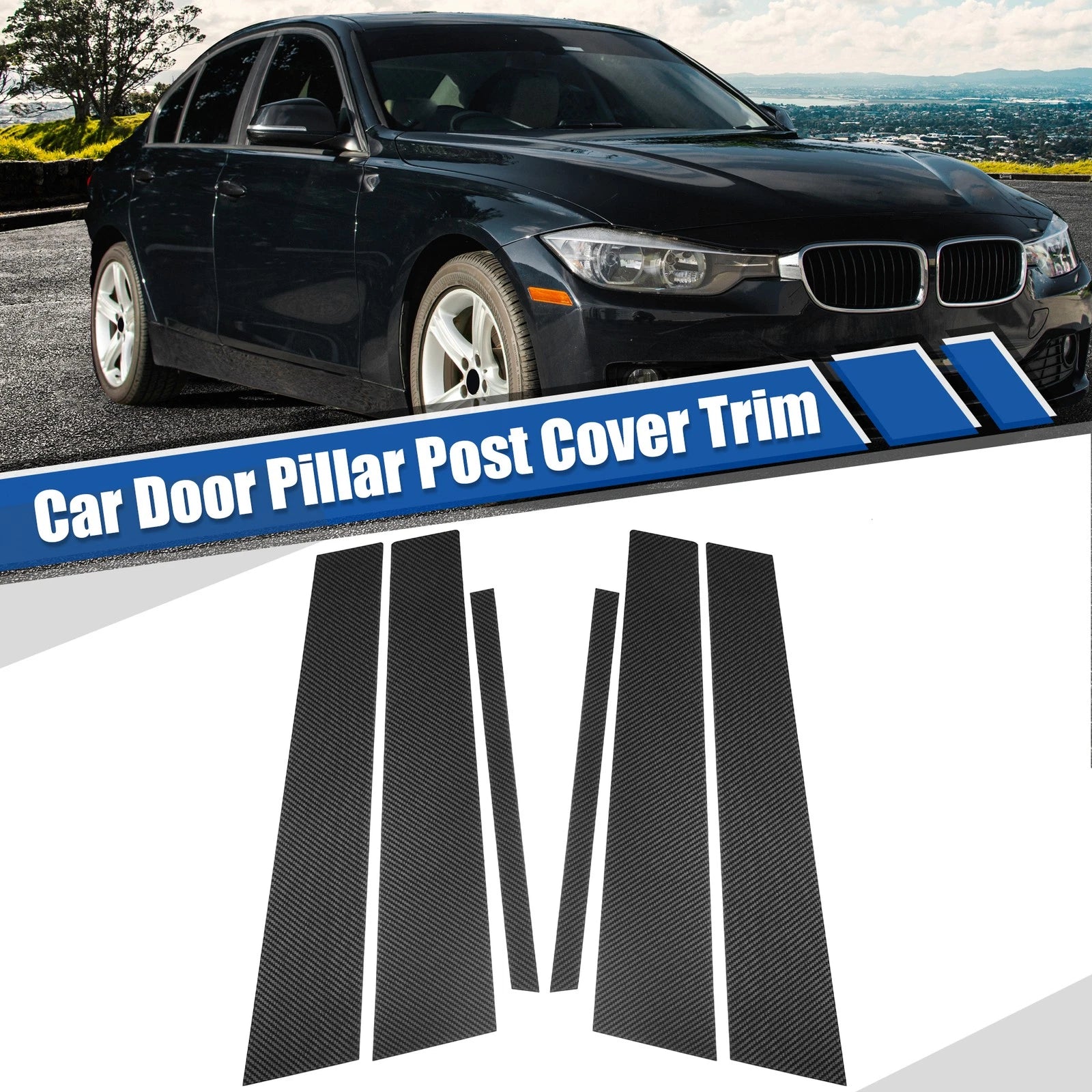 Carbon Fiber Pattern Door Window Pillar Post Cover Trim for BMW 3 Series (2012–2019)