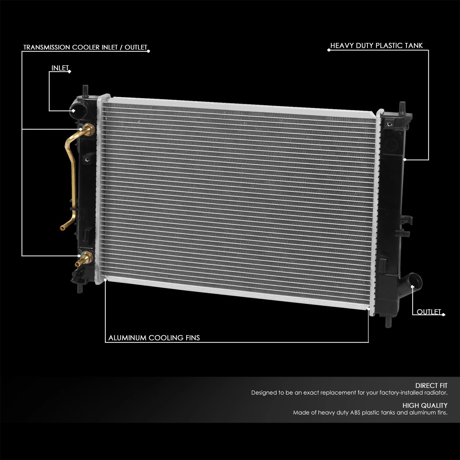 Aluminum Replacement Radiator for Elantra Forte Forte5 (2014–2018) DPI 13412