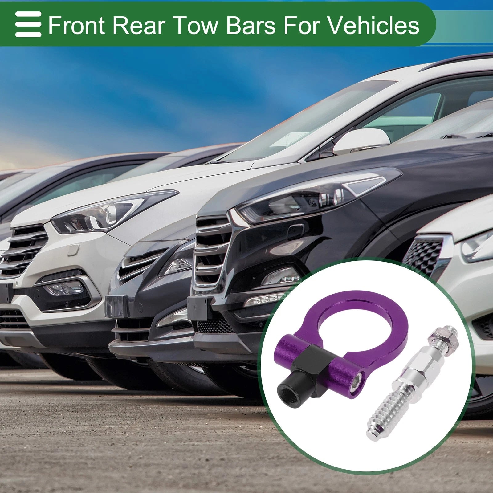 Front Rear Tow Hook Set for Ford Focus (1998–2025) 15.6mm Aluminum Alloy Purple