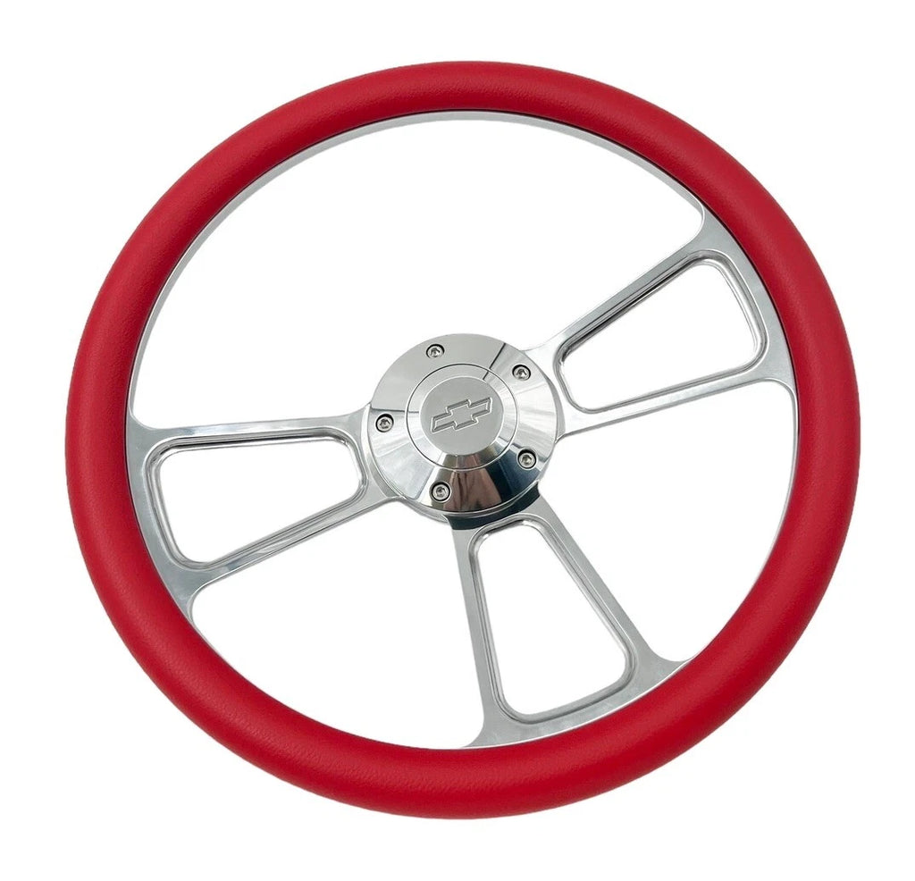 Billet Steering Wheel with Red Wrap and Chevy Bowtie Horn Button for Malibu (2013–2018)
