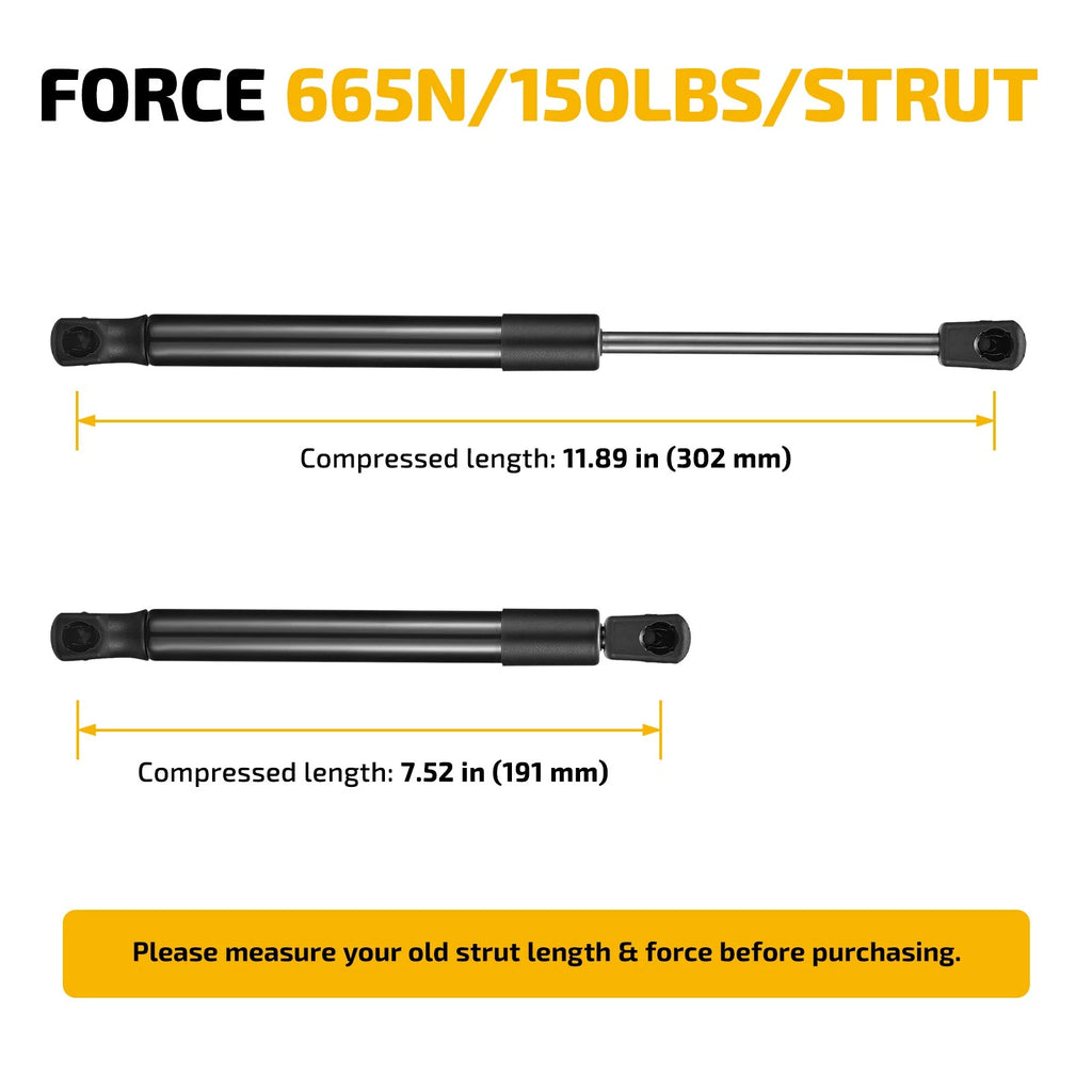 Gas Lift Support Struts for Automotive SE119P150 (12 Inch, 150Lbs)