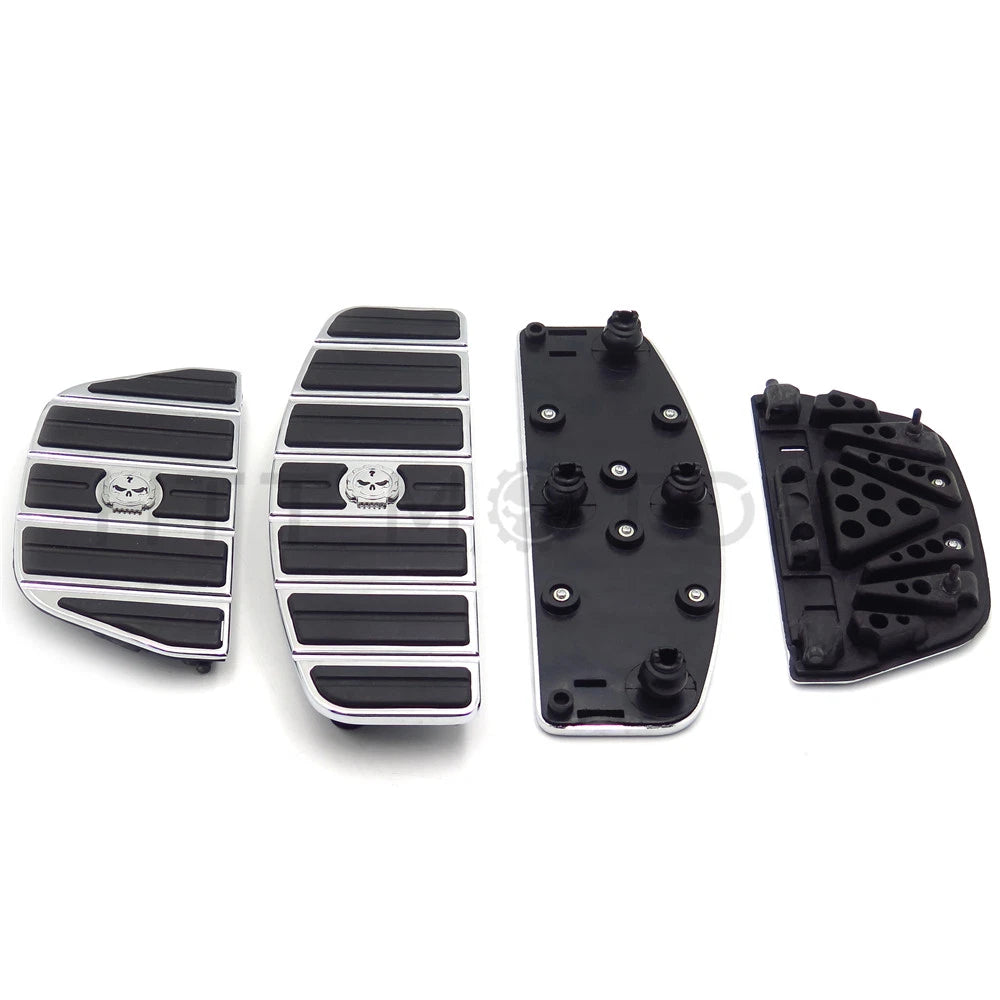 Chrome Gear Skull Rider Passenger Footboard Kit for Harley Touring/Softail (1987–2015)