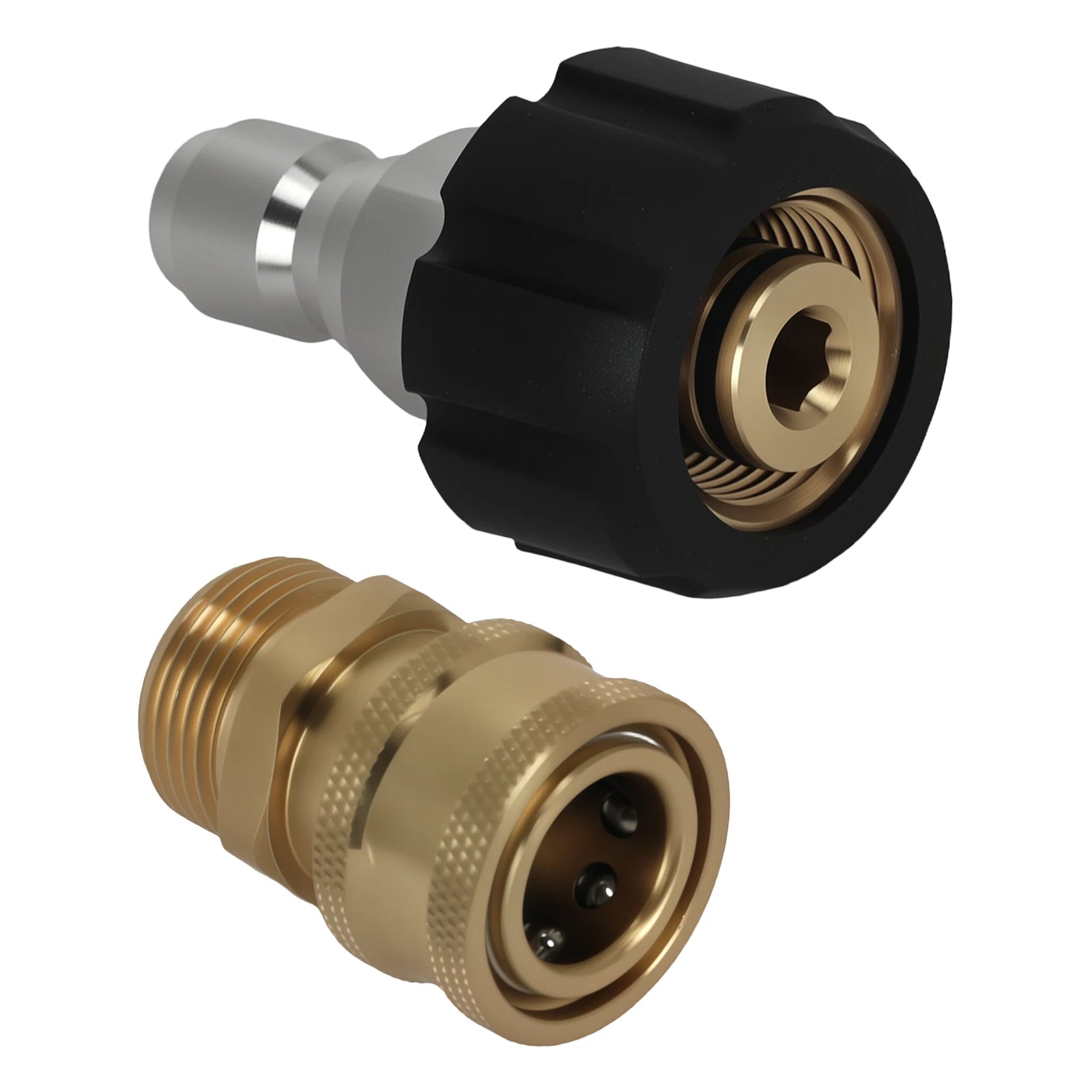 Pressure Washer Adapter M22-15 to 3/8" Quick Connect for 5000 PSI (Brass/Stainless)