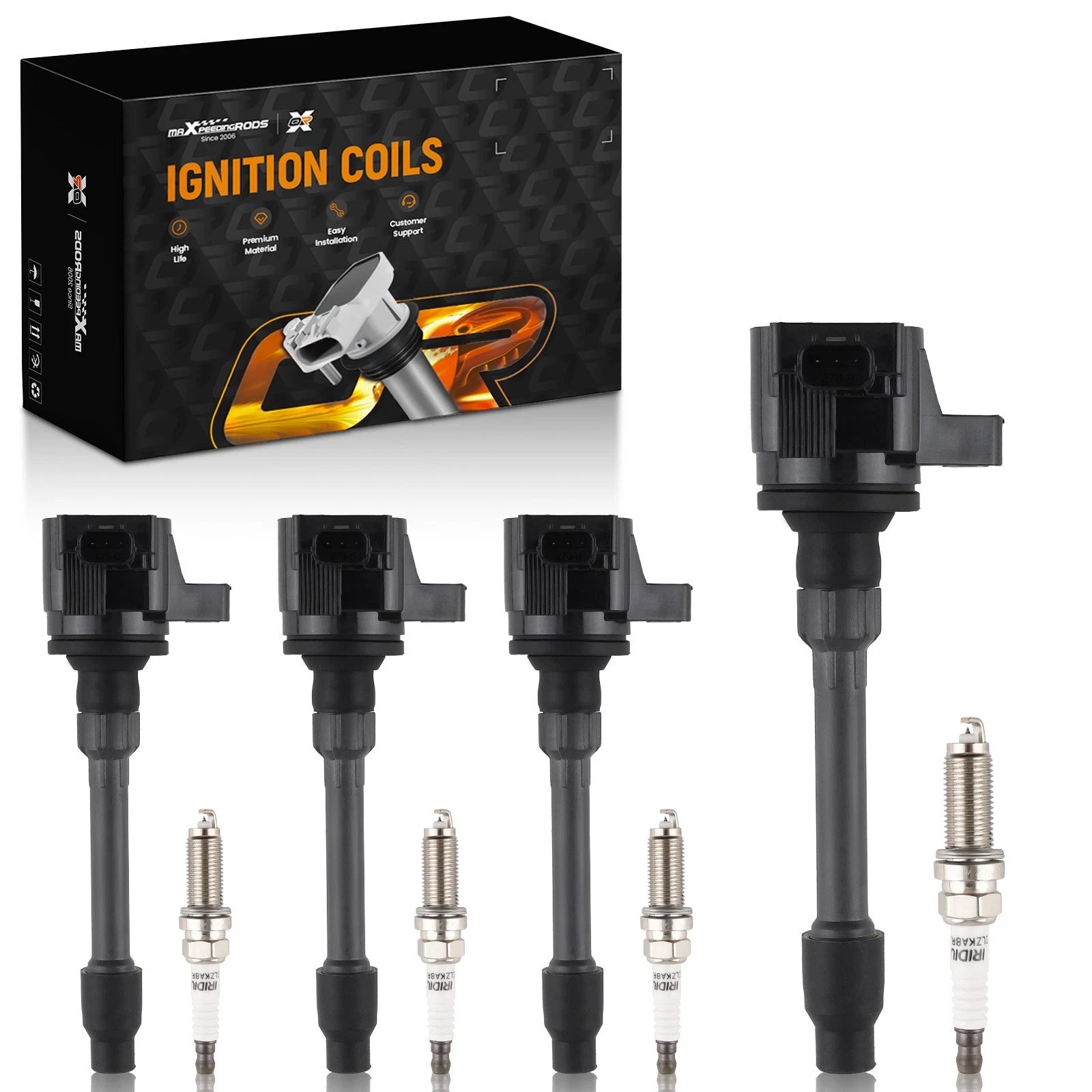 Set of 4 Ignition Coils + 4 Spark Plugs for Honda CR-V Civic Si L4 1.5L (2017–2020)