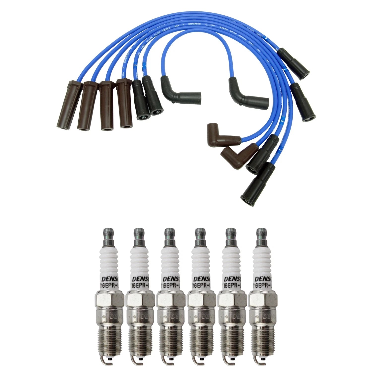 NGK Wire Set & Denso Spark Plugs Kit for Sierra Silverado 1500 (1999–2006)