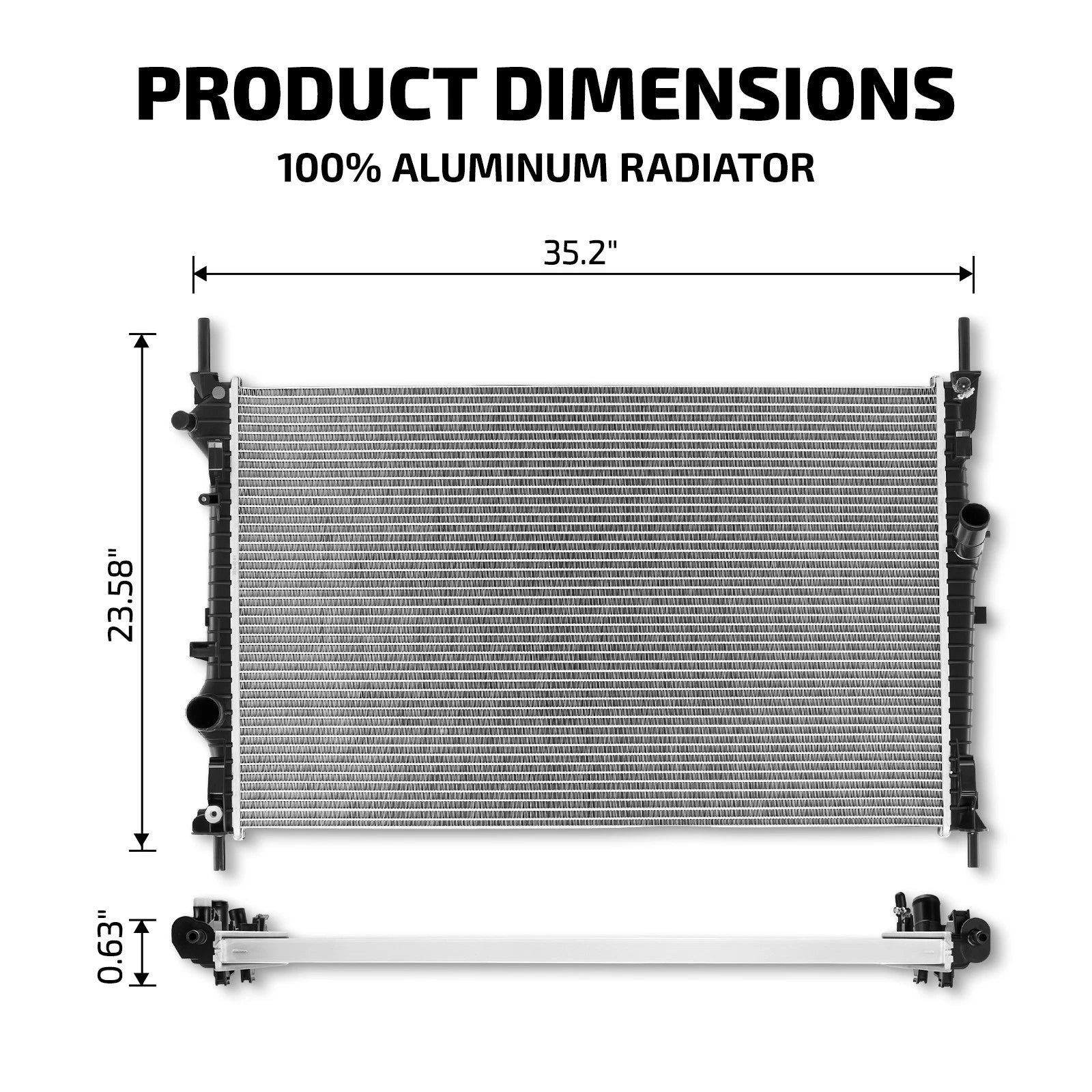 Aluminum Radiator for Ford Transit 150 250 350 HD (2015–2019) CU13454