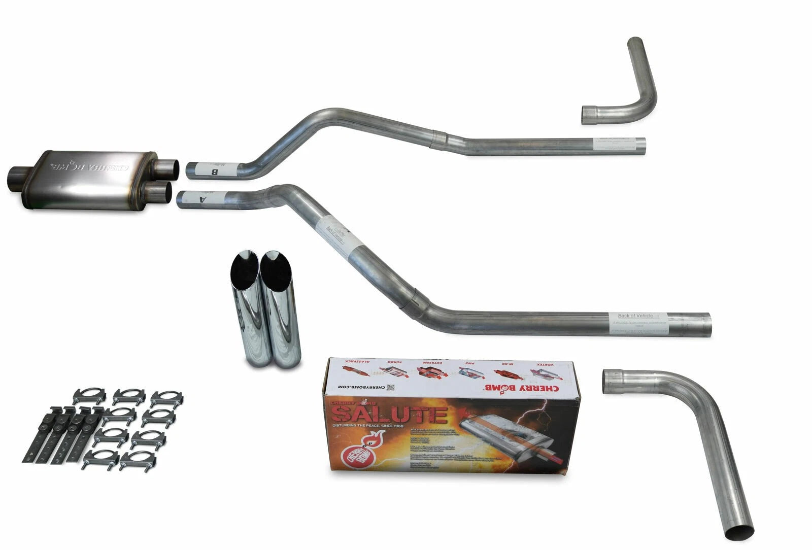 Dual Exhaust Kit for GMC Jimmy (1995–1999) - 2.5" Cherry Bomb Slash Tip