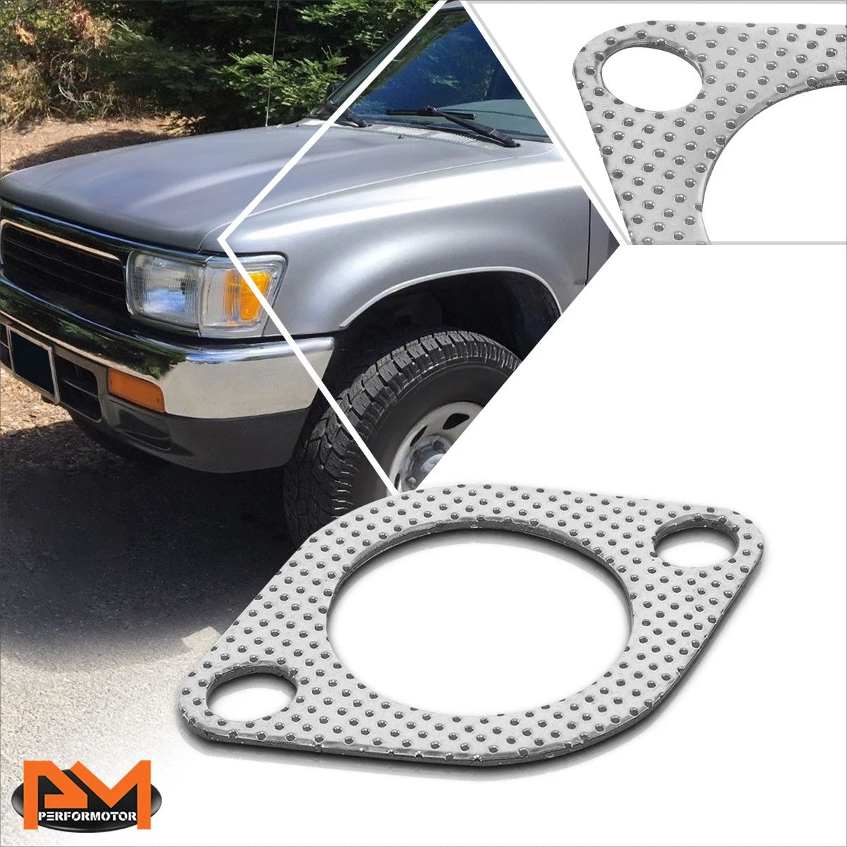 2X 56mm 3.75" 2-Bolt Flange Exhaust Header Gasket Universal Fit