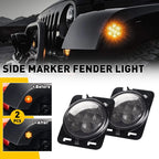 LED Turn Signal Fender Marker Light Lens Smoke for Jeep Wrangler JK (2007–2017)