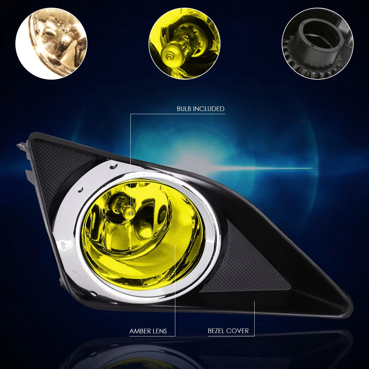 Front Bumper Fog Lights with Chrome Bezel & Switch for Corolla (2009–2010)