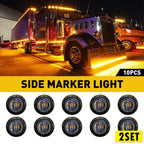 20x Amber Smoked 3/4" Round LED Marker Lights for Truck Trailer (12V)