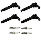 Set of 4 Ignition Coils & Spark Plugs for Chevrolet Spark (2013–2015)
